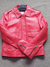 Each X Other Red Genuine Leather Jacket, 10/m/l, Rrp £780
