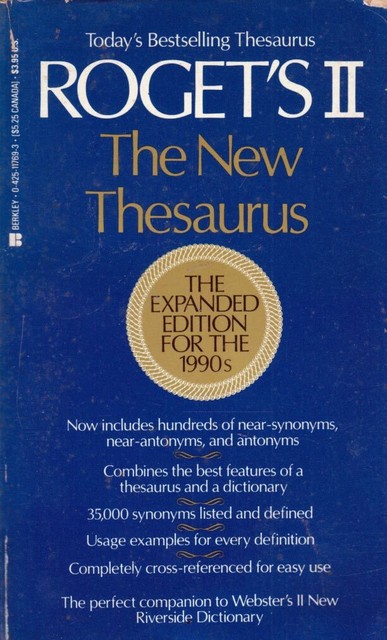 Roget's II: The New Thesaurus / 1989 Expanded edition paperback Roget's II: The New Thesaurus / 1989 Expanded edition paperback