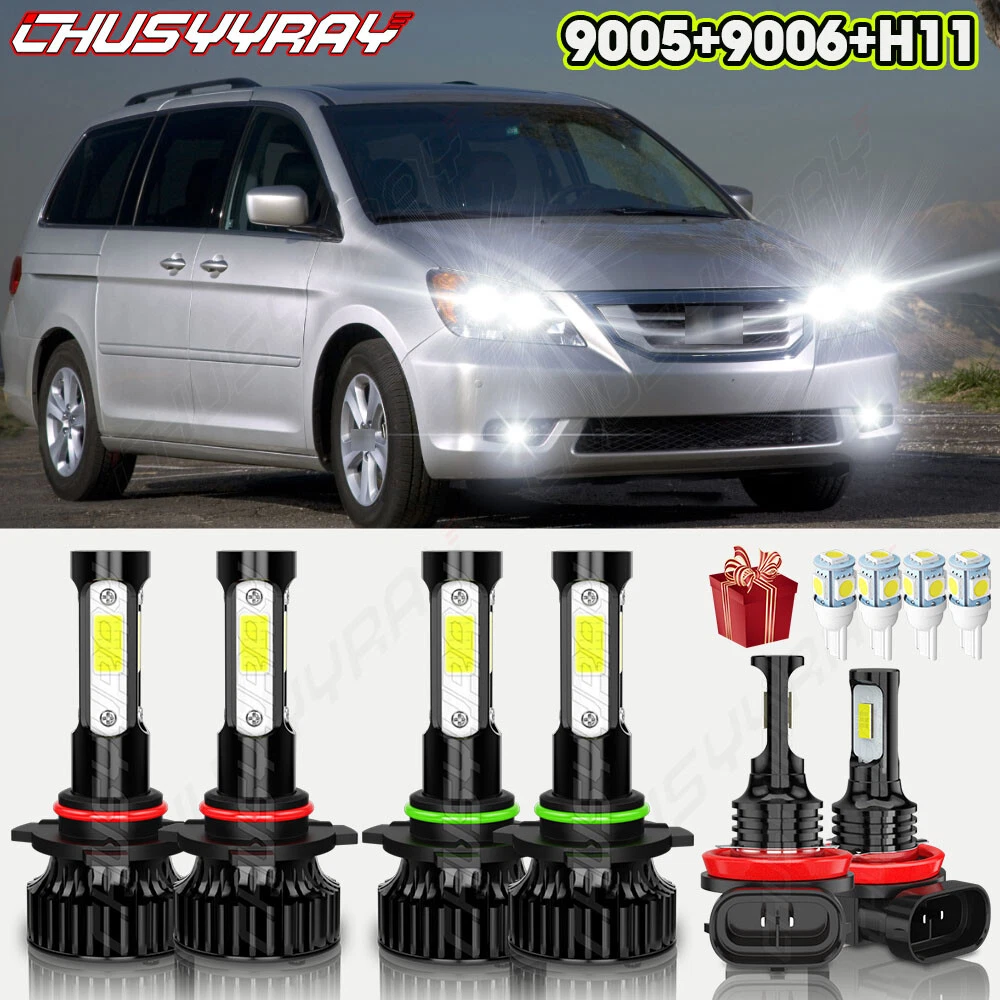 For Honda Odyssey 2005-2010 6X LED Headlight Hi/Lo Beam + Fog Light Bulbs Kit
