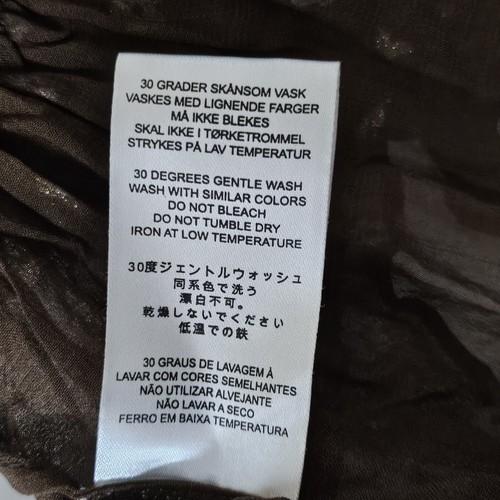 Abito midi donna nuovo di TiMo Georgette marrone oro petali fodera viscosa taglia S - Foto 24 di 24