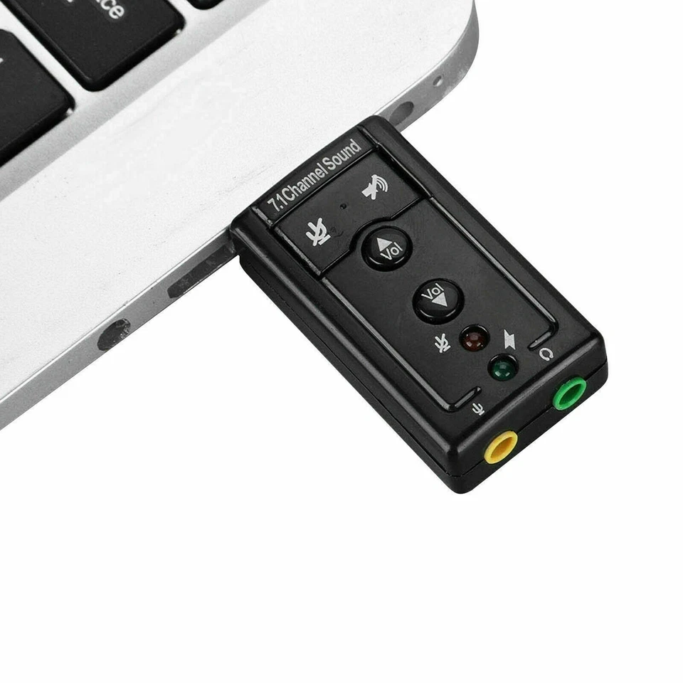 USB 2.0 External 7.1 Channel 3D Virtual Audio Sound Card Mic Adapter Laptop PC - Image 4 of 4