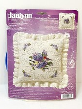 Janlynn Candlewicking Embroidery Kit Pillow Cover Lilacs And Finches BONUS HOOPS
