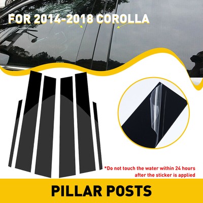 1/2set Glossy Pillar Door Posts Trim For Cover Toyota Corolla 2014-2018 Window S