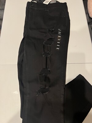 Torrid Jeans 20XT Womens Black Denim Bombshell Skinny Distressed Ripped