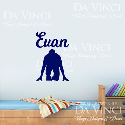 Track Field Runner Athletic Decal Custom Girl Name Personalized Vinyl Sticker A