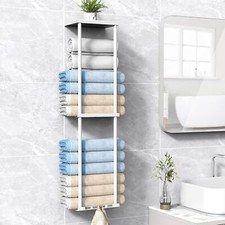 Towel Rack for Bathroom, Wall Mounted Bath Holder Storage White