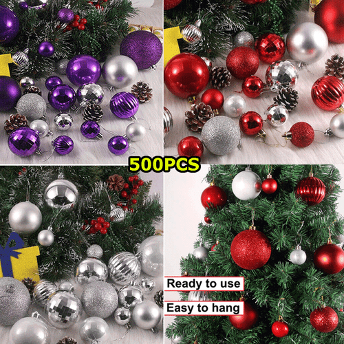 100-500Pcs Christmas Balls Shatterproof Xmas Tree Ornaments Hanging Balls Decor - Picture 2 of 15