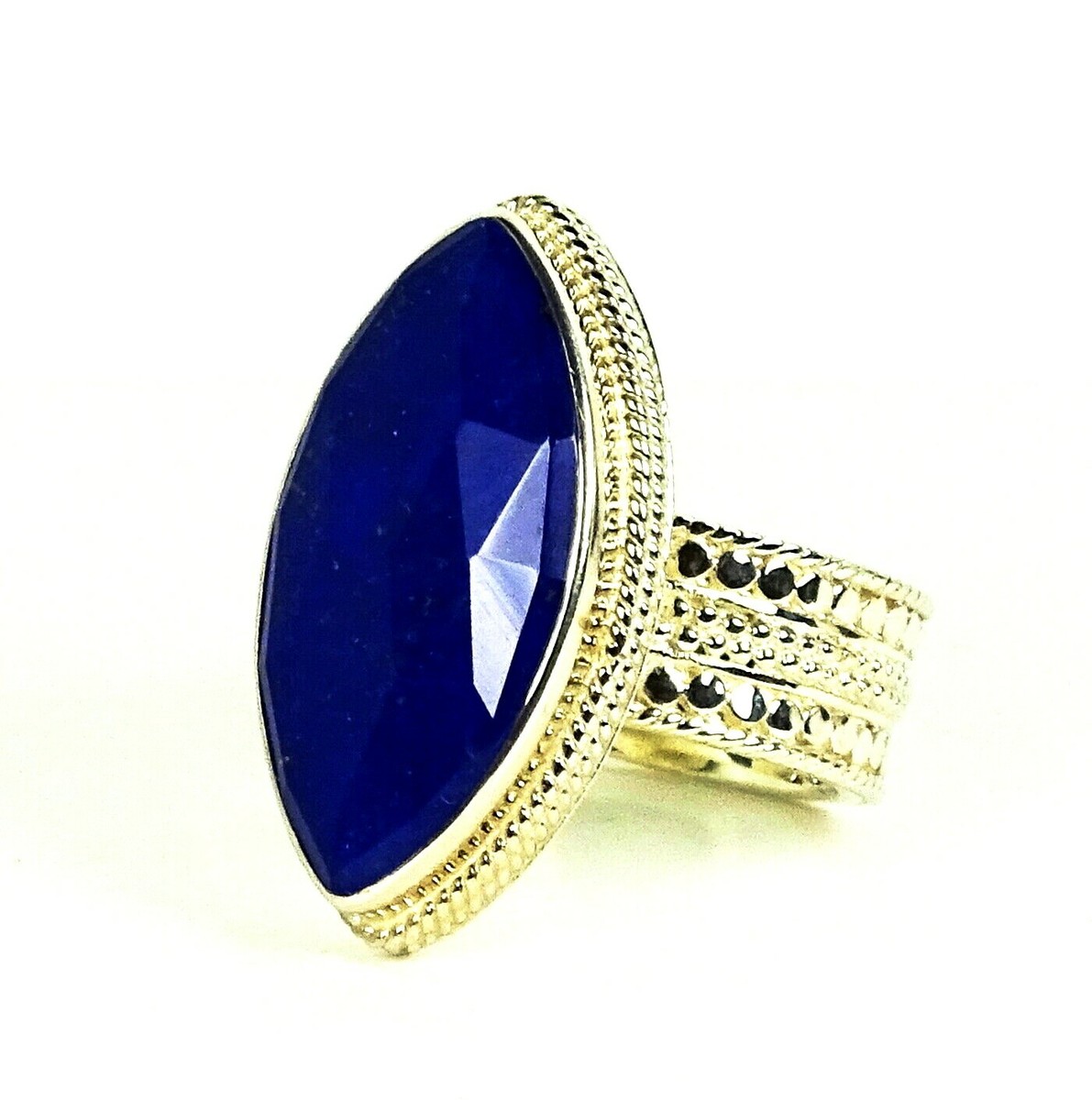 ANNA BECK $350 Gili Sterling Silver Faceted Lapis Lazuli Ring Size