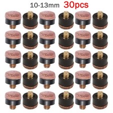 30Pcs Billiard Hard Leather Pool Cue Stick Screw-On Tips Replacement 10-13mm USA