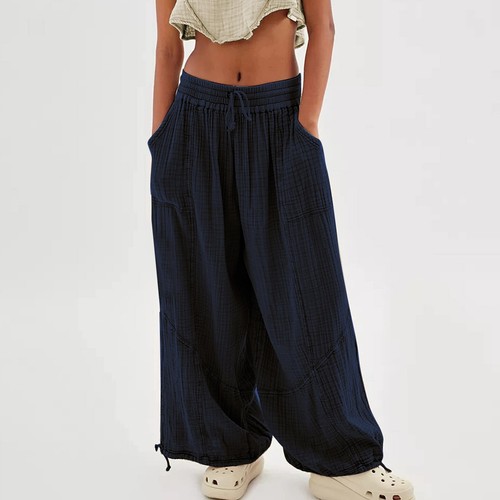 Damen Cargohose Baggy weites Bein locker hoher Bund Taschen Jogginghose Hose - Bild 24 von 48