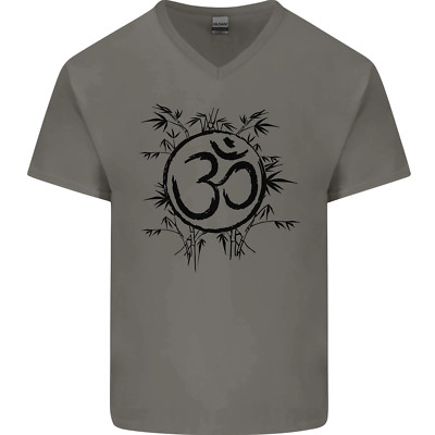 Yoga Symbol Skizze Meditation Herren V-Ausschnitt Baumwolle T-Shirt
