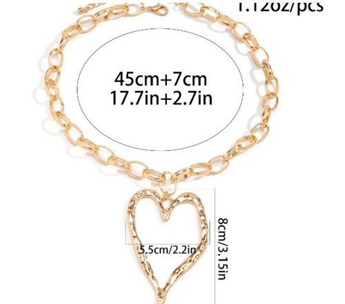 18K Zara Plated Chunky Gold new links large heart necklace chain pendant sale - Picture 6 of 6