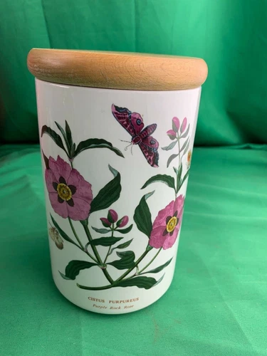 Portmeirion Botanic Garden  Medium 7" Canister Purple Rock Rose Made England