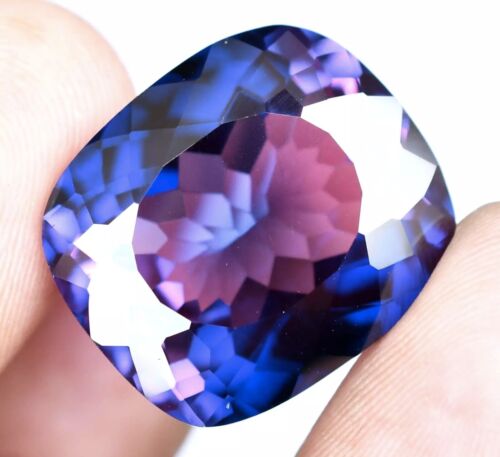 Natural Purple-Blue Tanzanite 34.75 CT Cushion IF Certified Flawless Gemstone - Picture 2 of 8