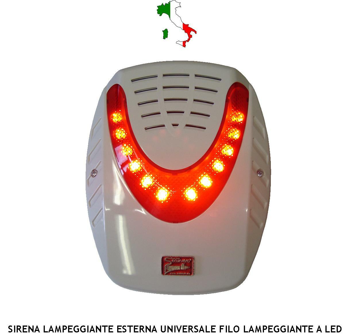 Sirena Antifurto Esterna LED 12V 105dB Professionale Alta Resa