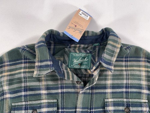 Woolrich Shirt Men Large Green Plaid Brawny Flannel Long Sleeves Shacket NWT - Picture 6 of 10