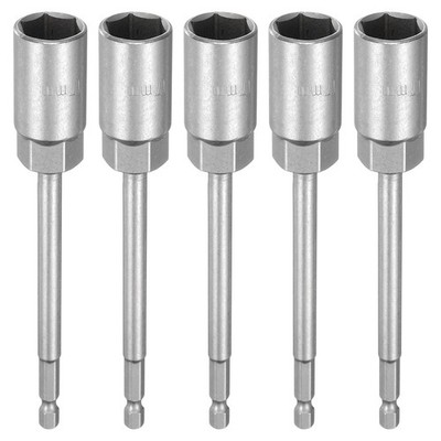 5pcs Nut Driver Drill Bit 17mm Socket 1/4'' Hex Shank 6'' Extra Long Setter