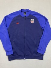 USA Soccer Jacket Mens Large Blue Red Full Zip Fleece Long Sleeve Nike