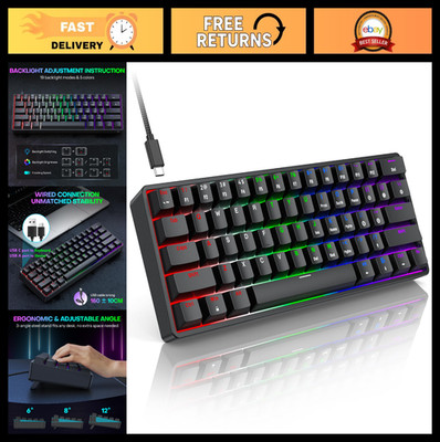 60% Compact Mechanical Keyboard for Mac/Windows - RGB Backlit, 61 Keys, Fast Res