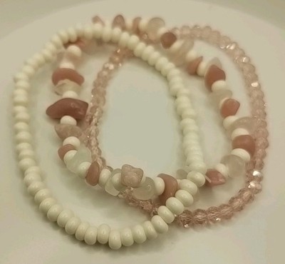 3 handgefertigte Kristall Chip & Rocailles Armbänder