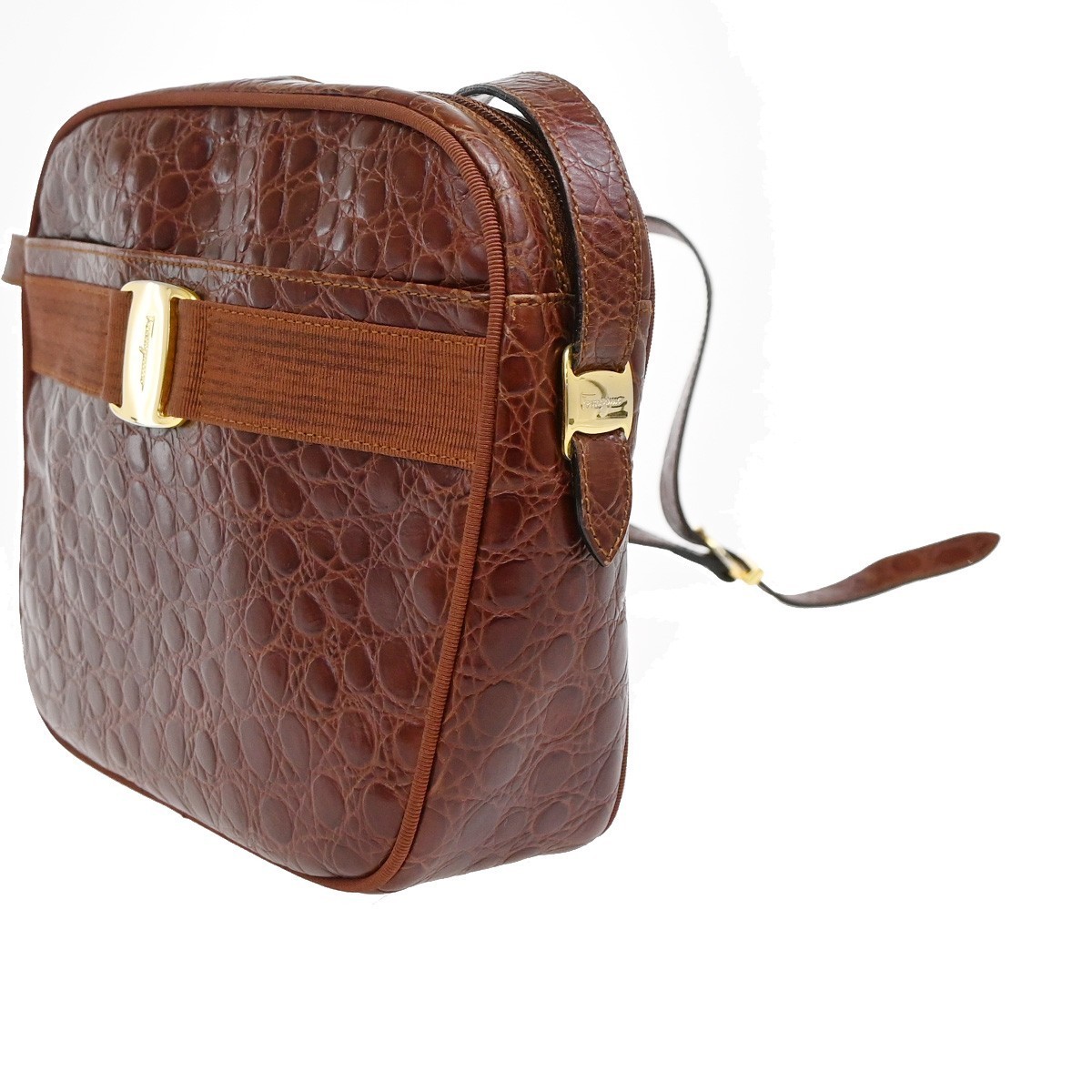 Salvatore Ferragamo Vala Leather Brown Shoulder Bag View 3