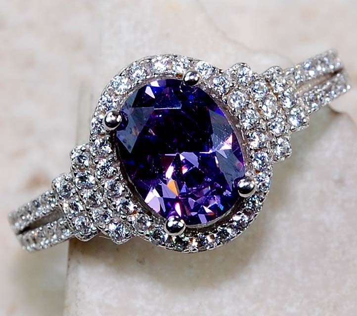3CT  Amethyst 925 Solid Sterling Silver Ring Jewelry Sz 6 MM1-1