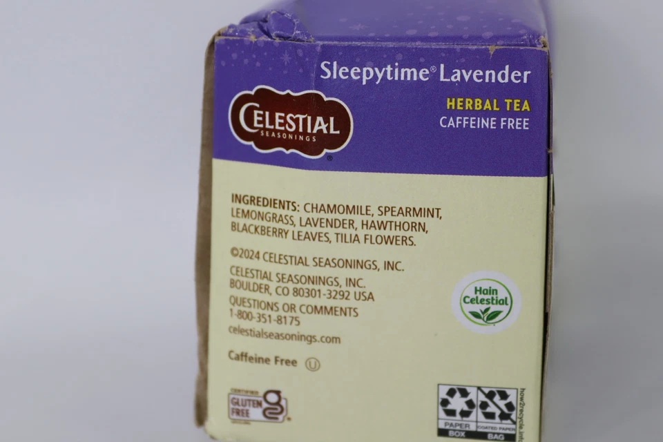Bolsas de té de hierbas Celestial Seasonings Sleepytime lavanda sin cafeína (20 quilates) Foto 3 de 4