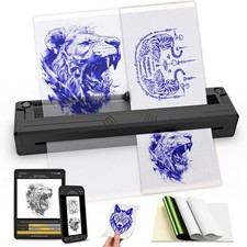 Portable Wireless Tattoo Stencil Printer - Bluetooth Thermal, A4 Custom Size, Re