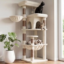Cat Tree,56-Inch Multi-Level Easy Climb Tower for Large Cats,Cat Furniture with