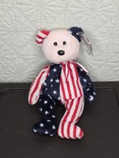 Ty Beanie Baby Spangle - MWMT Bear Red Head 1999 Patriotic