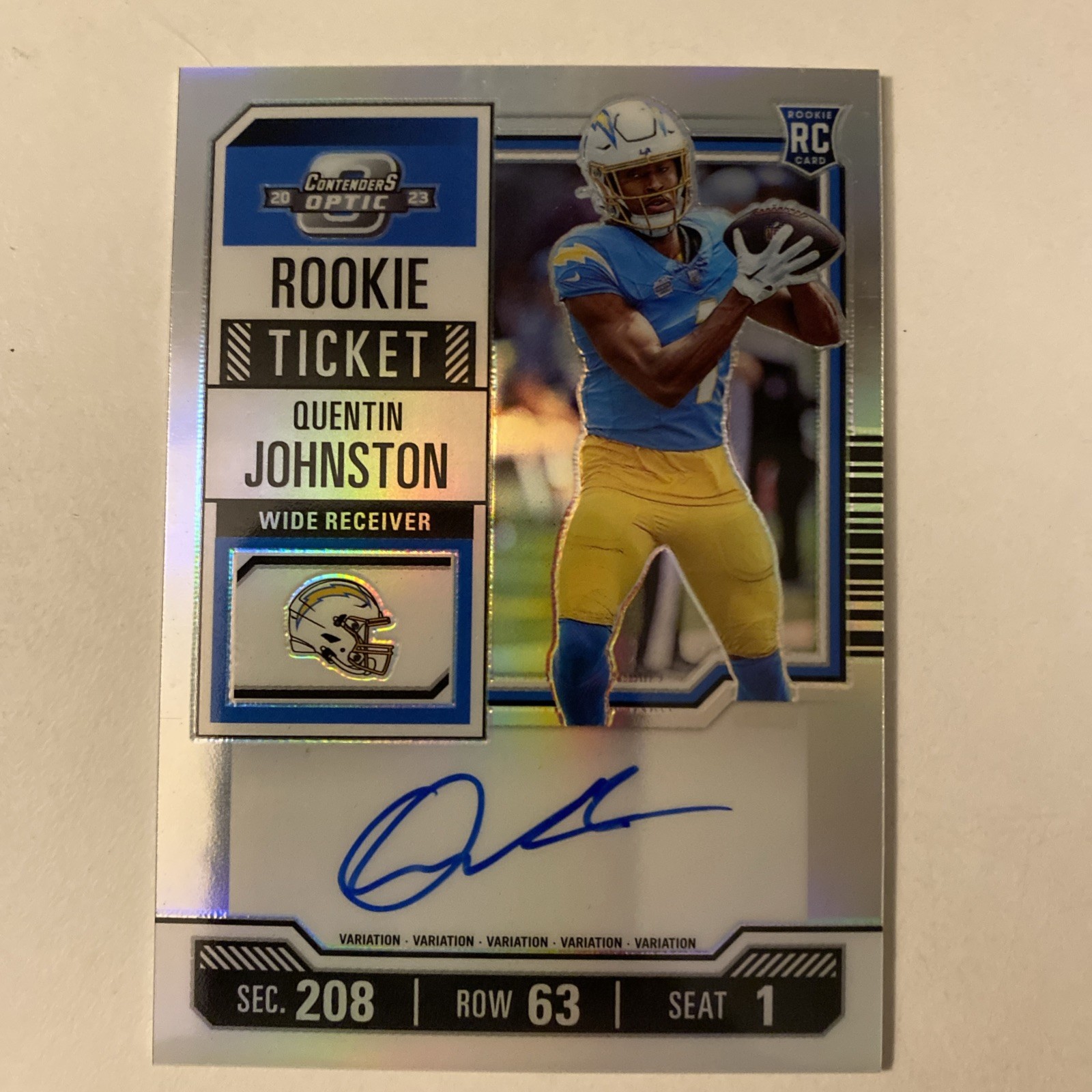 2023 CONTENDERS OPTIC TICKET HOLO PRIZM ON CARD AUTO QUENTIN JOHNSTON Clean 🔥