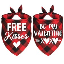 2 Pack Valentines Dog Bandanas, Valentine s Day Dog Bandanas Scarf Dog