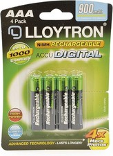 4 Pack-NiMH Rechargeable AccuDigital Batteries / AAA Size / 900mAh 2.00 per battery
