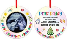 FaCraft Ultrasound Picture Frame Christmas Ornaments 2025 Baby Silver
