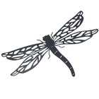 Black Metal Dragonfly Silhouette Wall Art with Fixing Plate Garden Gift