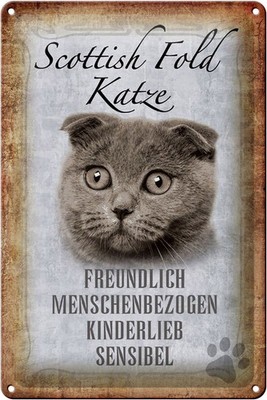 Schild Blech 20x30cm - Made in Germany - Spruch Scottish Fold Katze Metall Deko