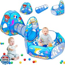 SISTICKER 3pc Kids Play Tent: with Baby Ball Pit and Crawl Tunnel
