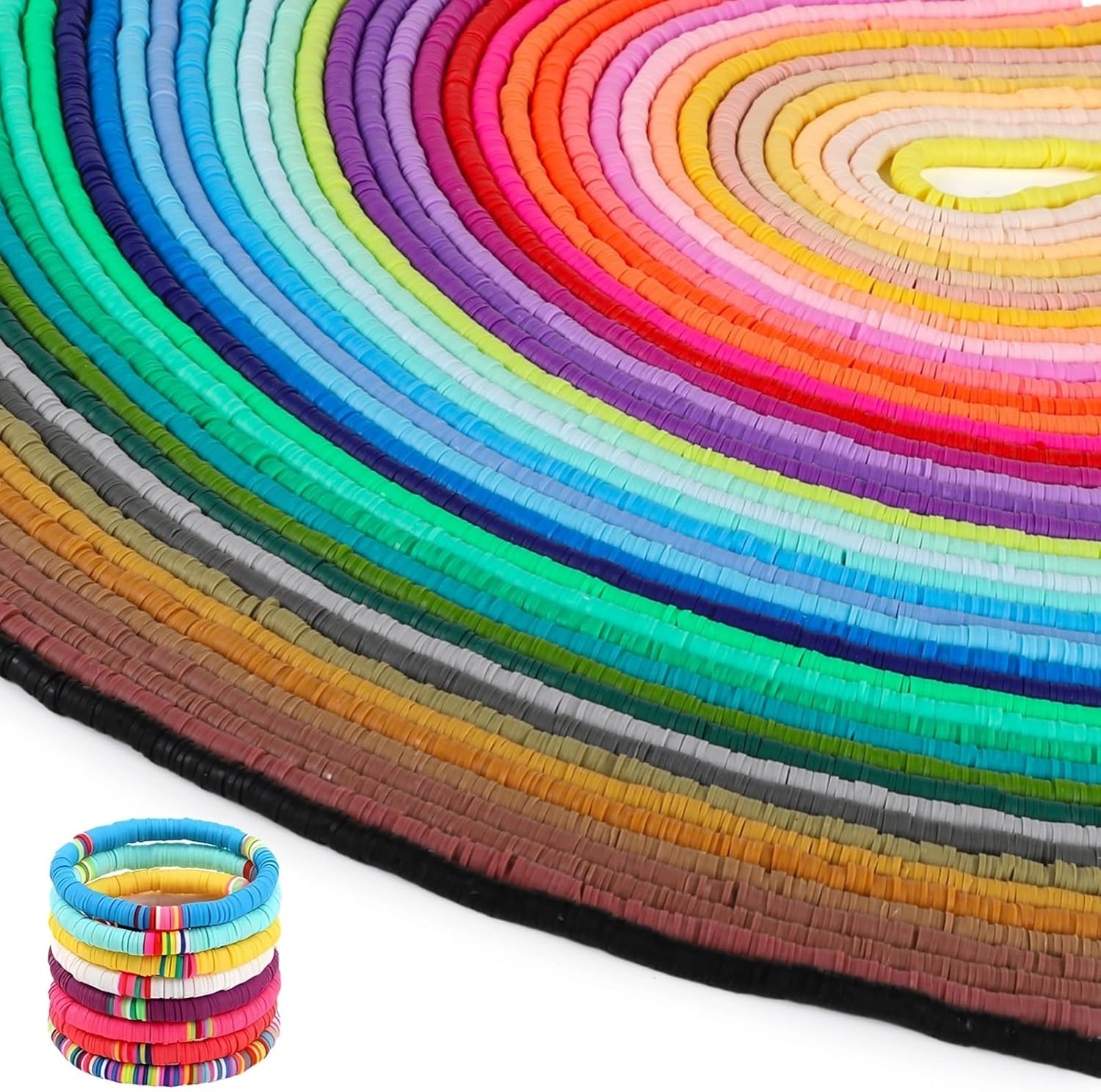 38000 Pcs Colorful Polymer Clay Heishi Beads - 100 Strands for DIY Jewelry Making
