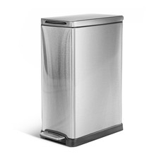 12 Gallon Slim Kitchen Trash Can with Soft Close Lid, Step Pedal, Bag Tuck Band,