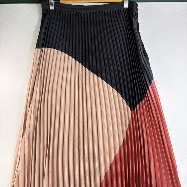 Portmans Womens Satin Pleat Colour block Skirt Size 10 Midi Maxi