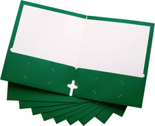 10 Pack Two Pocket Folders, Green, Strong Thick Paper Folders, for Letter Size,