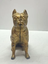 Antique AC Williams / Hubley Cast Iron Sitting Boxer Bulldog Boxer Coin Bank