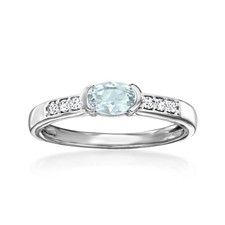 0.30 Carat Aquamarine and .10 ct. t.w. White Zircon Ring in Sterling Silver