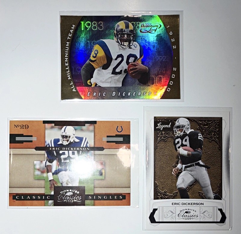 Eric Dickerson 3-Card Lot Serial Numbered /1000 and /999