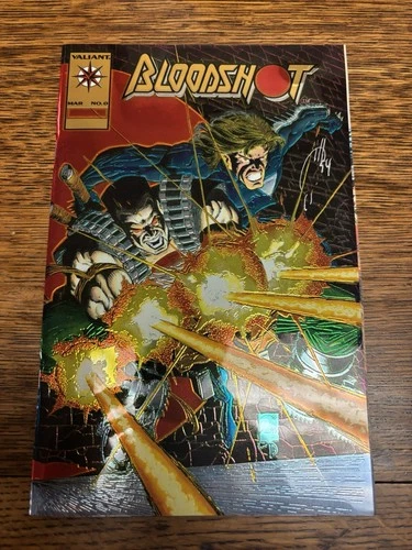 Bloodshot #0 - Gold Chromium Foil Variant - Joe Quesada Autographed Valiant NM