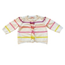 Genuine Baby OshKosh Cardigan Kids White Striped Bow Accent Excellent SIZE 6M
