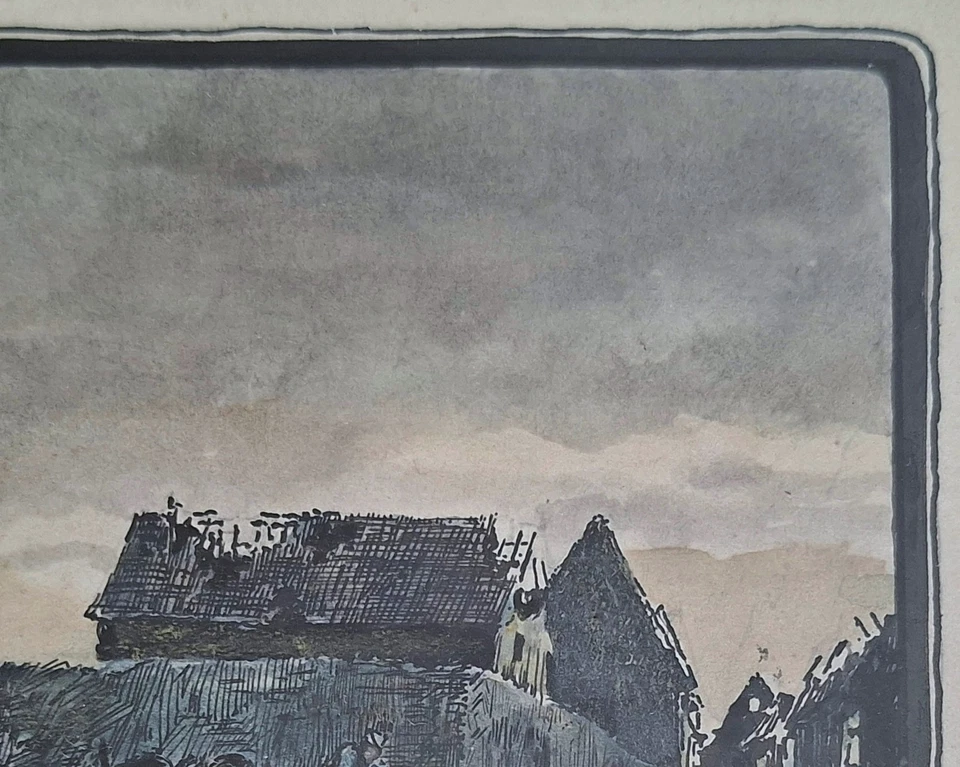 Tableau dessin Villers-lès-Cagnicourt Pas-de-Calais guerre soldat militaria 1918 - Photo 4/4