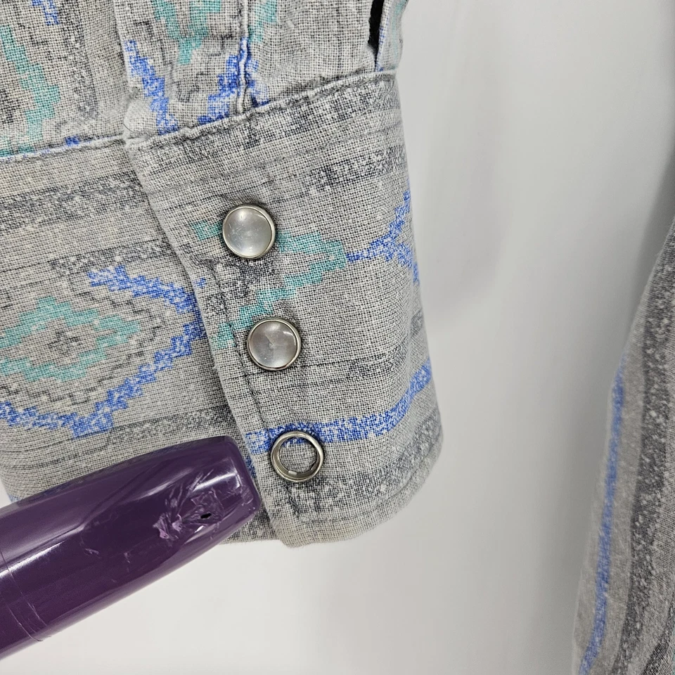 Camisa De Colección H Bar C Ranchwear Hombres 17.5 34 Perla Snap Western Azteca Suroeste EE. UU. Foto 3 de 4