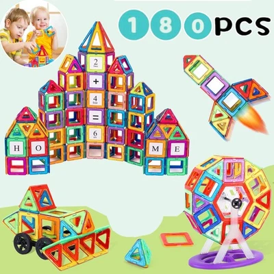 MARKENLOS 180pcs Magformers Spielzeug Kinder 3D Ziegel Magnetische Bausteine Bauklötze DE
