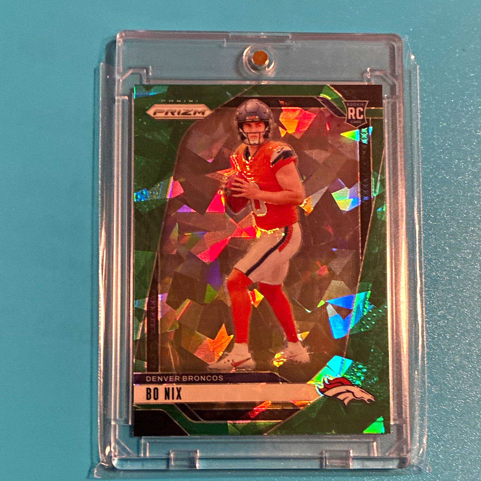 2024 Panini #309 RC SSP Bo Nix Rookie Green Cracked Ice Prizm Rookie Broncos RC